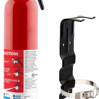 First Alert Fire Extinguisher, Standard Home Use | HOME1, UL RATED 1-A:10-B:C, Red with Metal Bracket Bundle, 1-Pack