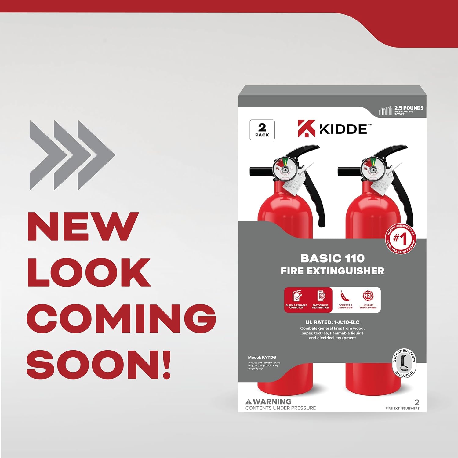 Kidde Basic 110 Fire Extinguisher for Home, 1-A:10-B:C, FA110G, 2 Pack | Residential Multi-Purpose Extinguisher for Small Common Household Fires, 2.5 lb. Dry Chemical - Image 3