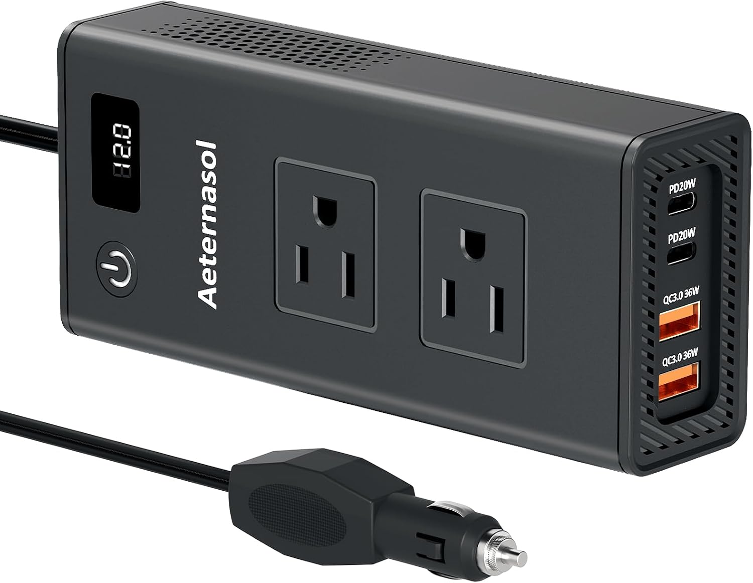 200W Portable 12V to 110v Car Charger Power Inverters for Vehicles | 36W USB-A, Fast Charging USB-C, Dual AC Outlets, Cigarette Lighter Adapter for Laptop/Camping/Road trip essentials